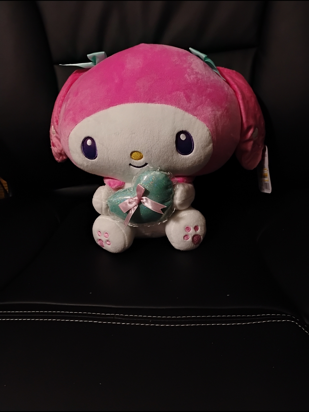 Sanrio My Melody Pink and White Plush Holding Teal Heart